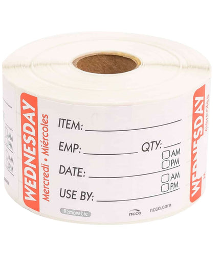 Nhãn Bảo Quản Thực Phẩm Chữ Nhật National Checking Company RIDU2303R Thứ Tư 5.1 x 7.6 cm Đỏ