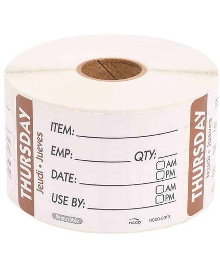 Nhãn Bảo Quản Thực Phẩm National Checking Company RIDU2304R Chữ Nhật 5.1 x 7.6 cm Thứ Năm Nâu