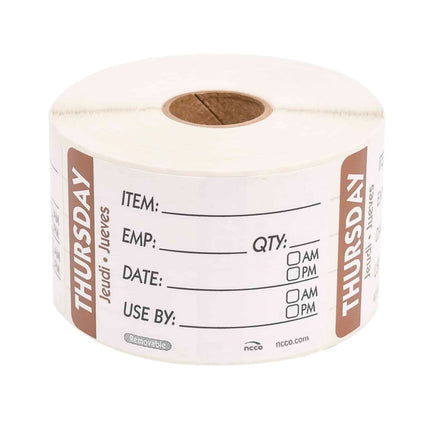 Nhãn Bảo Quản Thực Phẩm National Checking Company RIDU2304R Chữ Nhật 5.1 x 7.6 cm Thứ Năm Nâu