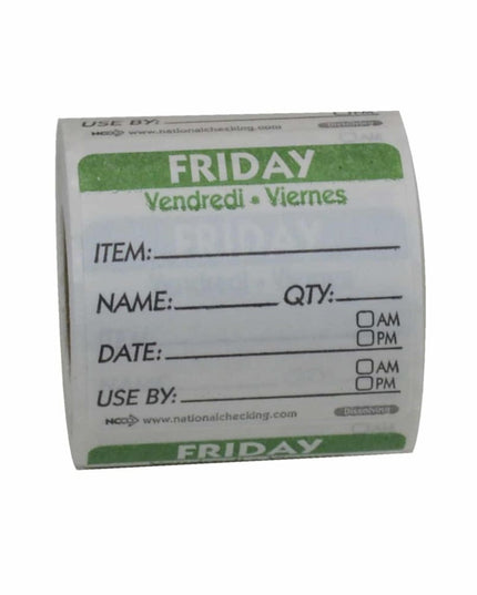 Nhãn Bảo Quản Thực Phẩm Tan National Checking Company DIDU2205R Thứ Sáu 5.1 x 5.1 cm Xanh Lá