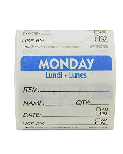 Nhãn Bảo Quản Thực Phẩm Tan National Checking Company DIDU2201R Thứ Hai 5.1 x 5.1 cm Xanh Dương