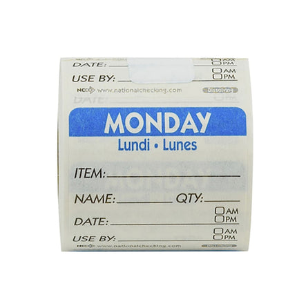 Nhãn Bảo Quản Thực Phẩm Tan National Checking Company DIDU2201R Thứ Hai 5.1 x 5.1 cm Xanh Dương