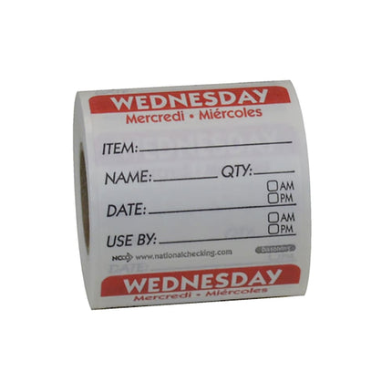 Nhãn Bảo Quản Thực Phẩm Tan Trong Nước National Checking Company DIDU2203R Vuông 5.1 x 5.1 cm Thứ Tư Đỏ