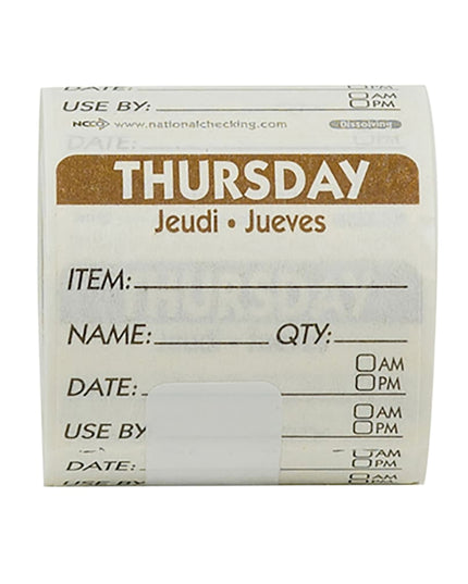 Nhãn Bảo Quản Thực Phẩm Tan Trong Nước National Checking Company DIDU2204R Vuông 5.1 x 5.1 cm Thứ Năm Nâu