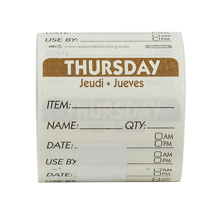 Nhãn Bảo Quản Thực Phẩm Tan Trong Nước National Checking Company DIDU2204R Vuông 5.1 x 5.1 cm Thứ Năm Nâu