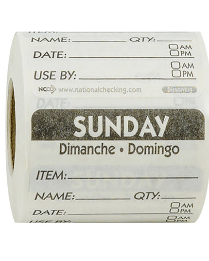 Nhãn Bảo Quản Thực Phẩm Tan Trong Nước National Checking Company DIDU2207R Vuông 5.1 x 5.1 cm Chủ Nhật Đen