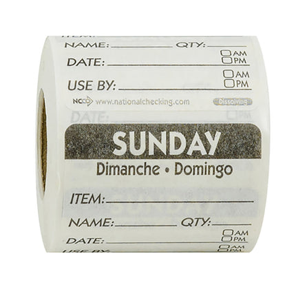 Nhãn Bảo Quản Thực Phẩm Tan Trong Nước National Checking Company DIDU2207R Vuông 5.1 x 5.1 cm Chủ Nhật Đen