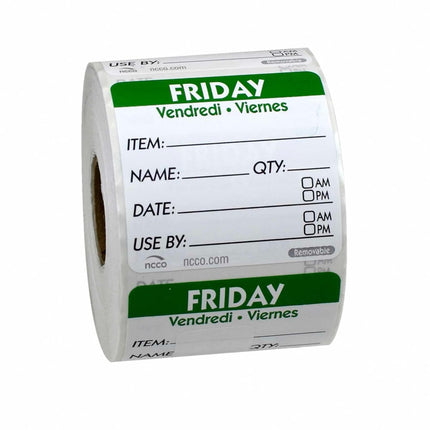 Nhãn Bảo Quản Thực Phẩm Vuông Viết Được National Checking Company 5.1 x 5.1 cm Thứ Sáu Xanh Lá (RIDU2205R)