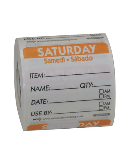 Nhãn Bảo Quản Thực Phẩm Tan Trong Nước National Checking Company DIDU2206R Vuông 5.1 x 5.1 cm Thứ Bảy Cam