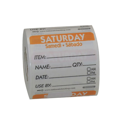 Nhãn Bảo Quản Thực Phẩm Tan Trong Nước National Checking Company DIDU2206R Vuông 5.1 x 5.1 cm Thứ Bảy Cam