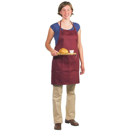 Tạp dề yếm dài vải poly-cotton có thể tùy chỉnh Chef Revival đỏ mận, 1 túi