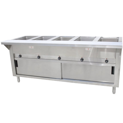 Bàn hâm nóng điện năm khoang Advance Tabco HF-5E-240-DR chân kín cửa lùa