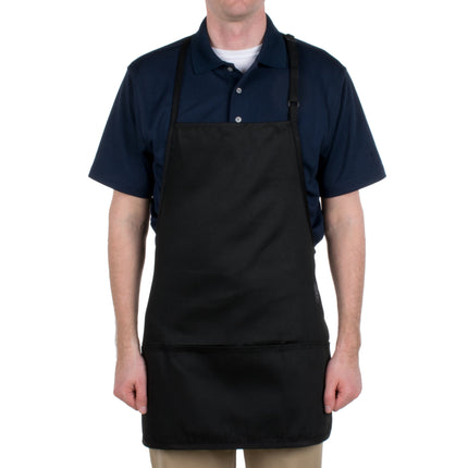 Tạp dề yếm ngắn vải poly-cotton có thể tùy chỉnh Chef Revival đen, 3 túi