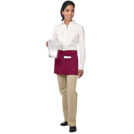 Tạp dề nửa thân vải poly-cotton có thể tùy chỉnh Chef Revival đỏ mận, 3 túi