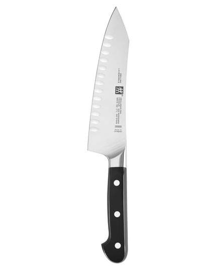 Dao Santoku Lưỡi Cong Zwilling 1002845 17.8 cm Tay Cầm Nhựa Đen Thép Không Gỉ Carbon Cao