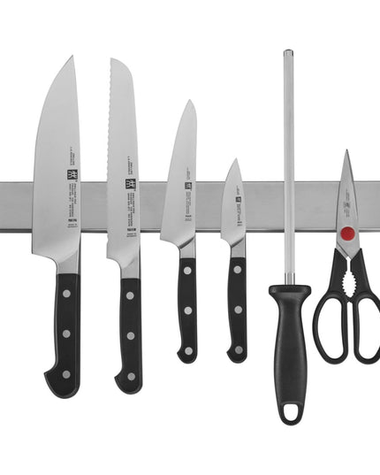 Bộ Dao Zwilling 1019124 7 Món Kèm Thanh Treo - Thép Không Gỉ Carbon Cao, Cán Nhựa Đen