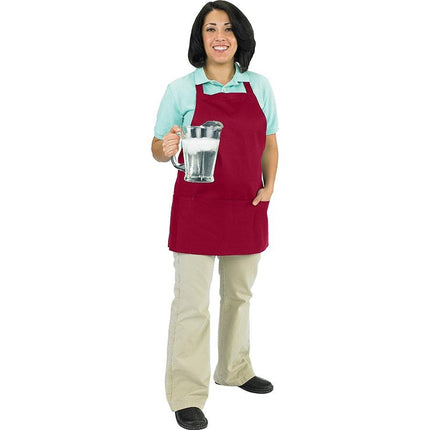 Tạp dề yếm ngắn vải poly-cotton có thể tùy chỉnh Chef Revival đỏ mận, 1 túi