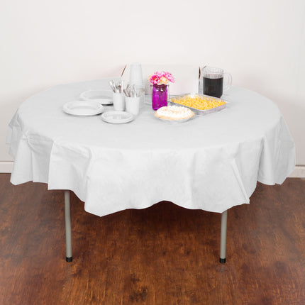 Khăn phủ bàn giấy/nhựa tròn OctyRound màu trắng Creative Converting 923272 208 cm - Thùng 12 cái