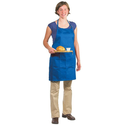 Tạp dề yếm dài vải poly-cotton có thể tùy chỉnh Chef Revival xanh royal, 1 túi