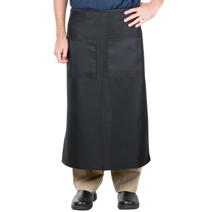 Tạp dề bistro vải poly-cotton Intedge đen, 2 túi