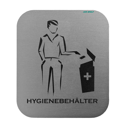 AIR-WOLF | Commercial door sign “Hygiene bin” - Self-adhesive - Stainless steel