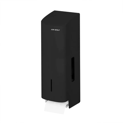 AIR-WOLF | Commercial Toilet Roll Dispenser – 3-Roll - Stainless Steel - Black - Wall Mounted
