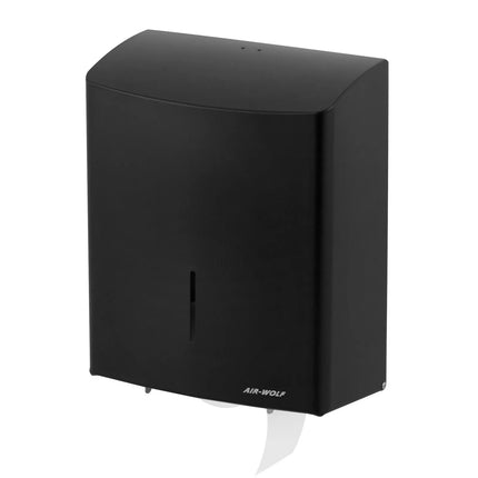 AIR-WOLF | Duplex Paper Roll Dispenser – wall-mounted - stainless steel - matte black - 3 rolls/1 jumbo