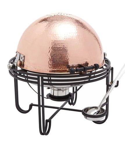 American Metalcraft MESA91C 6 qt. Round Chafer w/Roll-top Lid & Chafing Fuel Heat, Copper Finish
