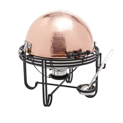 American Metalcraft MESA91C 6 qt. Round Chafer w/Roll-top Lid & Chafing Fuel Heat, Copper Finish