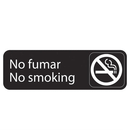 Bảng Hiệu No Fumar/Cấm Hút Thuốc Vollrath 4589 - 7.6 x 22.9 cm Chữ Trắng Nền Đen