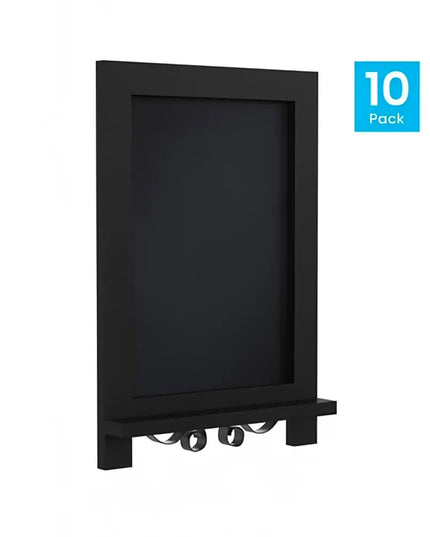 Bảng Hiệu Phấn Có Chân Flash Furniture 10-HFKHD-GDIS-CRE8-222315-GG - Bộ 10 Cái, Rộng 24.1 cm x Cao 35.6 cm, Khung Gỗ Thông, Màu Đen