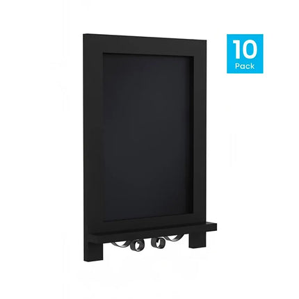 Bảng Hiệu Phấn Có Chân Flash Furniture 10-HFKHD-GDIS-CRE8-222315-GG - Bộ 10 Cái, Rộng 24.1 cm x Cao 35.6 cm, Khung Gỗ Thông, Màu Đen