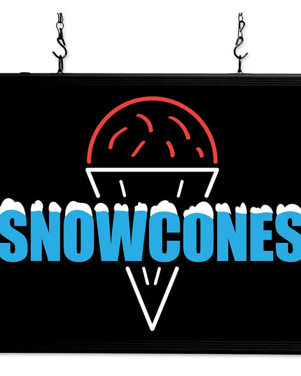 Bảng Hiệu Treo LED "Snow Cones" Winco 92003 Kèm Dây Xích 0.9 m - Khung Nhôm, 120v
