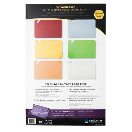 Bảng Hướng Dẫn Màu Thớt San Jamar CBCWLCTST, Mã Màu & Ép Plastic, 27.9 x 43.2 cm