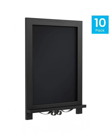 Bảng Phấn Flash Furniture 10-HFKHD-GDIS-CRE8-722315-GG Kèm Chân Đứng - Bộ 10 Cái, 30.5 x 43.2 cm, Khung Gỗ Thông, Màu Đen