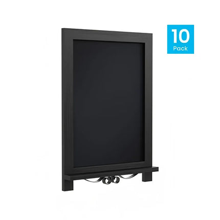 Bảng Phấn Flash Furniture 10-HFKHD-GDIS-CRE8-722315-GG Kèm Chân Đứng - Bộ 10 Cái, 30.5 x 43.2 cm, Khung Gỗ Thông, Màu Đen
