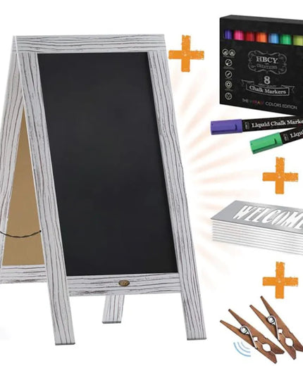 Bảng Phấn Hai Mặt Từ Tính Flash Furniture HGWA-GD1I-CRE8-842315-GG Kèm Giá Đỡ - 50.8 x 101.6 cm, Gỗ Thông, Màu Trắng