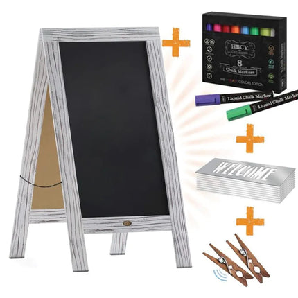 Bảng Phấn Hai Mặt Từ Tính Flash Furniture HGWA-GD1I-CRE8-842315-GG Kèm Giá Đỡ - 50.8 x 101.6 cm, Gỗ Thông, Màu Trắng