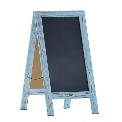 Bảng Phấn Hai Mặt Từ Tính Flash Furniture HGWA-GDIS-CRE8-542315-GG Kèm Giá Đỡ - 50.8 x 101.6 cm, Gỗ Thông, Màu Robin Blue