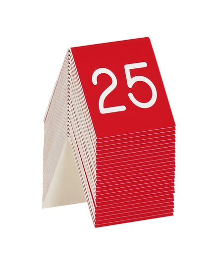 Bảng Số Để Bàn Cal-Mil 269A-1 #1-25, 7.6 x 7.6 cm, Đỏ/Trắng