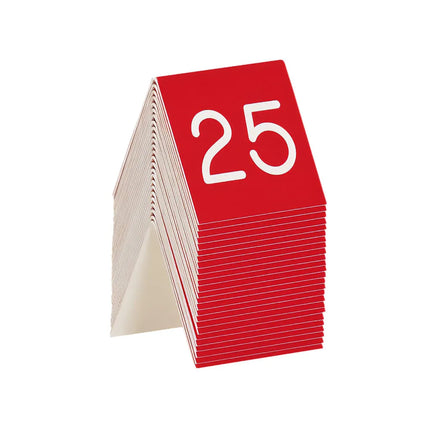 Bảng Số Để Bàn Cal-Mil 269A-1 #1-25, 7.6 x 7.6 cm, Đỏ/Trắng