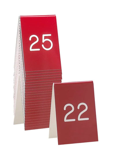 Bảng Số Để Bàn Cal-Mil 271A-1 #1-25, 8.9 x 12.7 cm, Đỏ/Trắng