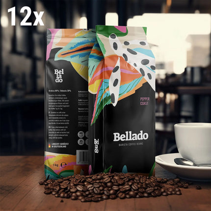 BELLADO| Pepper Coast Coffee Beans – Light Roast-Chocolate & Hazelnut-12 x 1 kg-9% off per kg