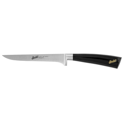 BERKEL | Elegance Boning Knife – 16 cm, Protective Finger Guard - Gloss Black Resin Handle