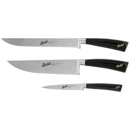 BERKEL | Elegance Chef Set – 3-Piece: Carving Knife, Kitchen Knife, Peeling Knife - Black