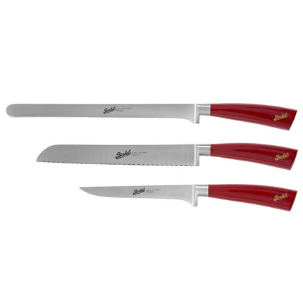 BERKEL | Elegance Ham Set – 3-Piece: Ham Knife, Bread Knife, Boning Knife - Red
