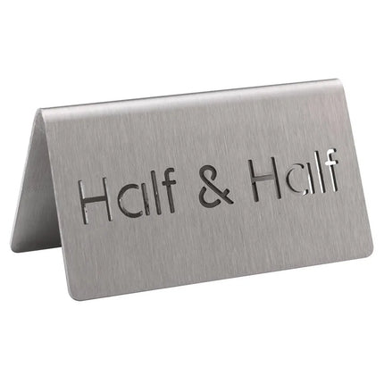 Biển Bàn Đồ Uống "Half & Half" Service Ideas 1C-BF-HALF&HALF-MOD 7.6 cm x 3.8 cm, Inox Bề Mặt Mờ