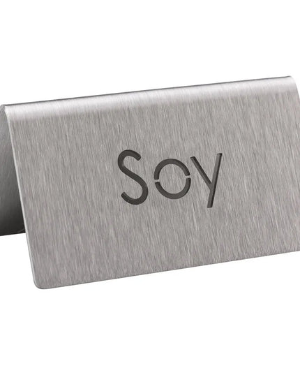 Biển Bàn Đồ Uống "Soy" Service Ideas 1C-BF-SOY-MOD 7.6 cm x 3.8 cm, Inox Bề Mặt Mờ