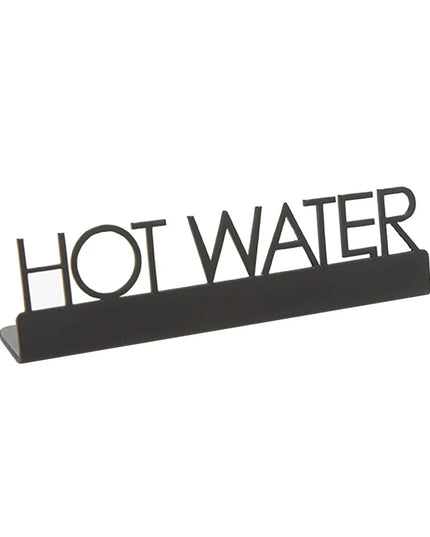 Biển Bàn "Hot Water" American Metalcraft SBHW5 12.7 cm x 3.2 cm, Inox, Đen