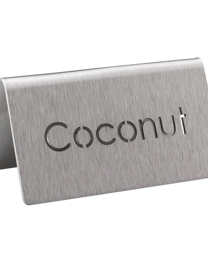 Biển Báo Bàn Đồ Uống "Coconut" Service Ideas 1C-BF-COCONUT-MOD 7.6 cm x 3.8 cm, Thép Không Gỉ Bề Mặt Mờ